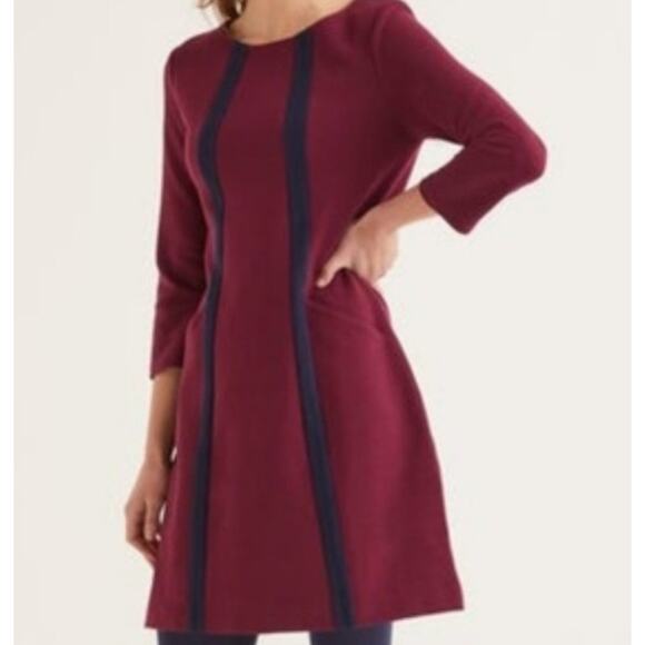 Boden Anita Ottoman Tunic Dress Burgundy Navy Women's 4 - Picture 2 of 11